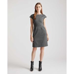 Quince Women's Ultra-Stretch Ponte Cap Sleeve Dress Charcoal Basic Sleeved XS